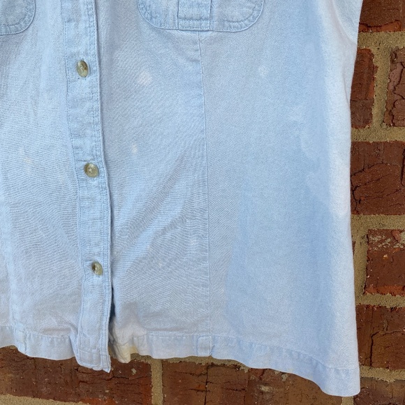 Columbia Sportswear White Wash Denim Collared Button Down Sleeveless Tank - Picture 5 of 9